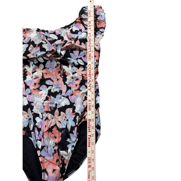 Time And Tru Bathing Suit 1X Multicolor Floral One Piece Women's Summer Beach - Picture 6 of 10